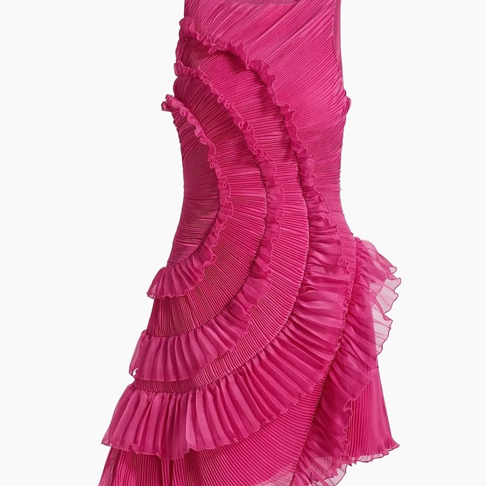 AMUR Fuchsia Ruffled Mini Dress